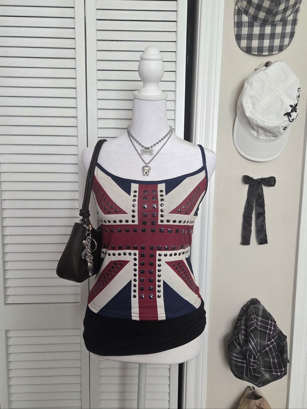 & Other Stories Navy, Red & White Union Jack Studded Camisole